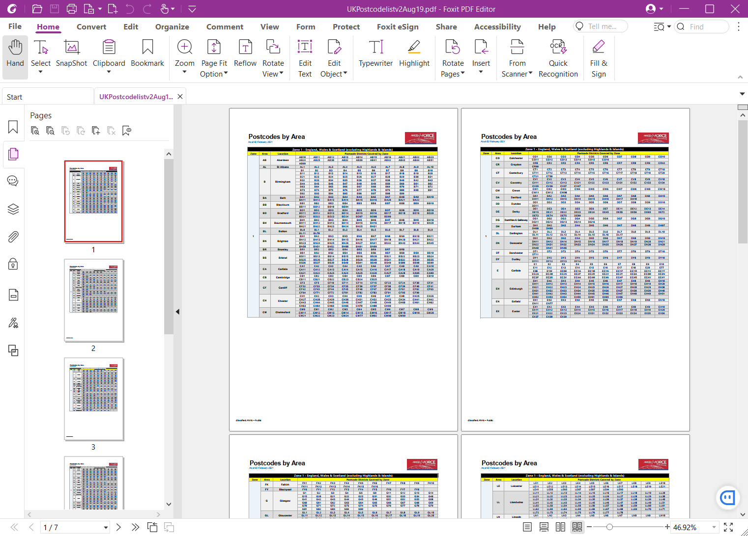 Parcel Force PDF Input